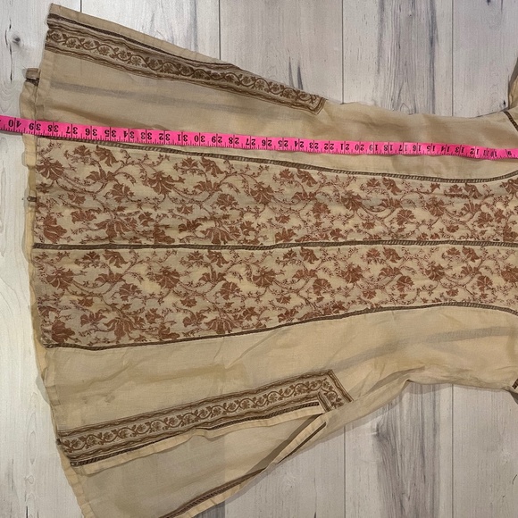Women’s Indian 2 Piece Cream Cotton Top & Pants w Matching - Picture 9 of 11